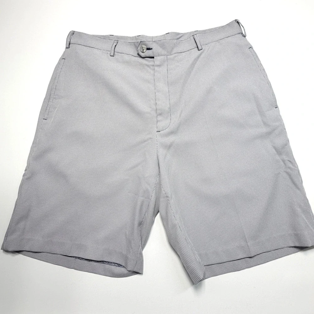 Donald Ross Mens Golf Shorts Size 34 Blue White Micro Houndstooth Performance